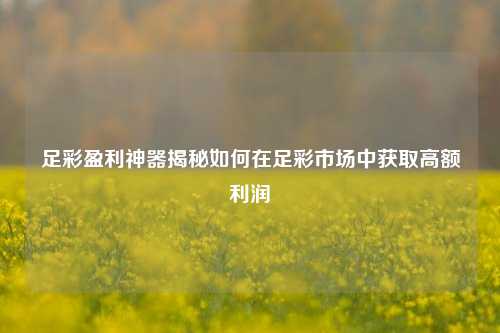 足彩盈利神器揭秘如何在足彩市场中获取高额利润