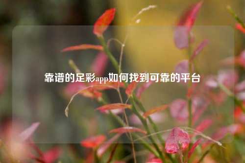 靠谱的足彩app如何找到可靠的平台