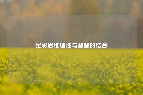 足彩思维理性与智慧的结合