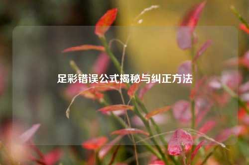 足彩错误公式揭秘与纠正方法