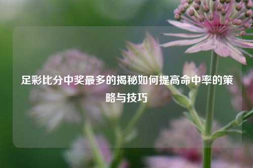 足彩比分中奖最多的揭秘如何提高命中率的策略与技巧