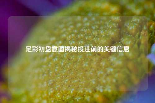 足彩初盘意图揭秘投注前的关键信息