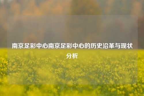 南京足彩中心南京足彩中心的历史沿革与现状分析