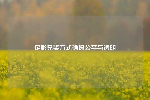 足彩兑奖方式确保公平与透明