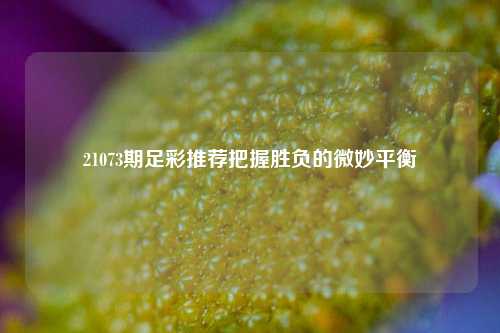 21073期足彩推荐把握胜负的微妙平衡