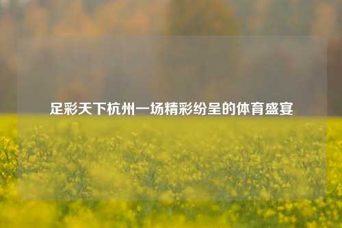 足彩天下杭州一场精彩纷呈的体育盛宴