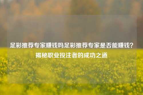 足彩推荐专家赚钱吗足彩推荐专家是否能赚钱？揭秘职业投注者的成功之道
