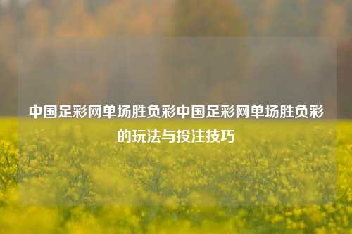 中国足彩网单场胜负彩中国足彩网单场胜负彩的玩法与投注技巧